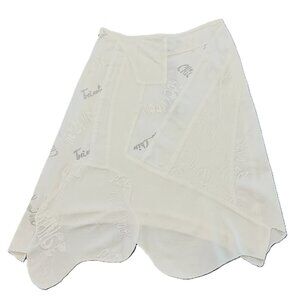 TRICOT CHIC White Asymmetric Textured Logo Skirt Size US 6 Italy